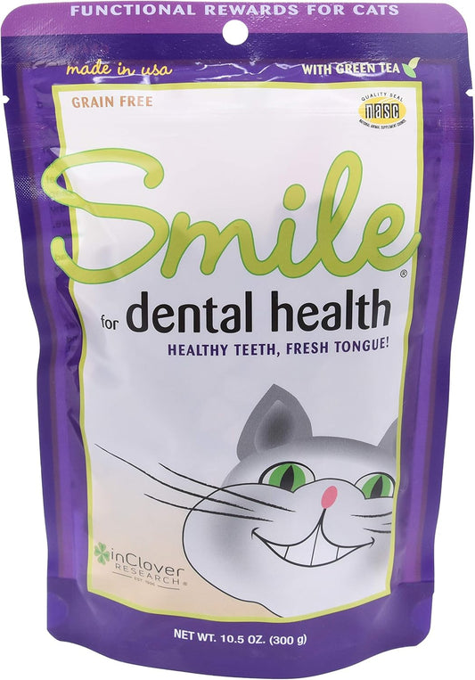 In Clover Smile Daily Dental Health Soft Chews for Cats, Support Healthy Teeth and Fresh Tongue with Catnip and Green Tea, Prebiotics, and Chlorophyll for Fresh Breath, 10.5 oz