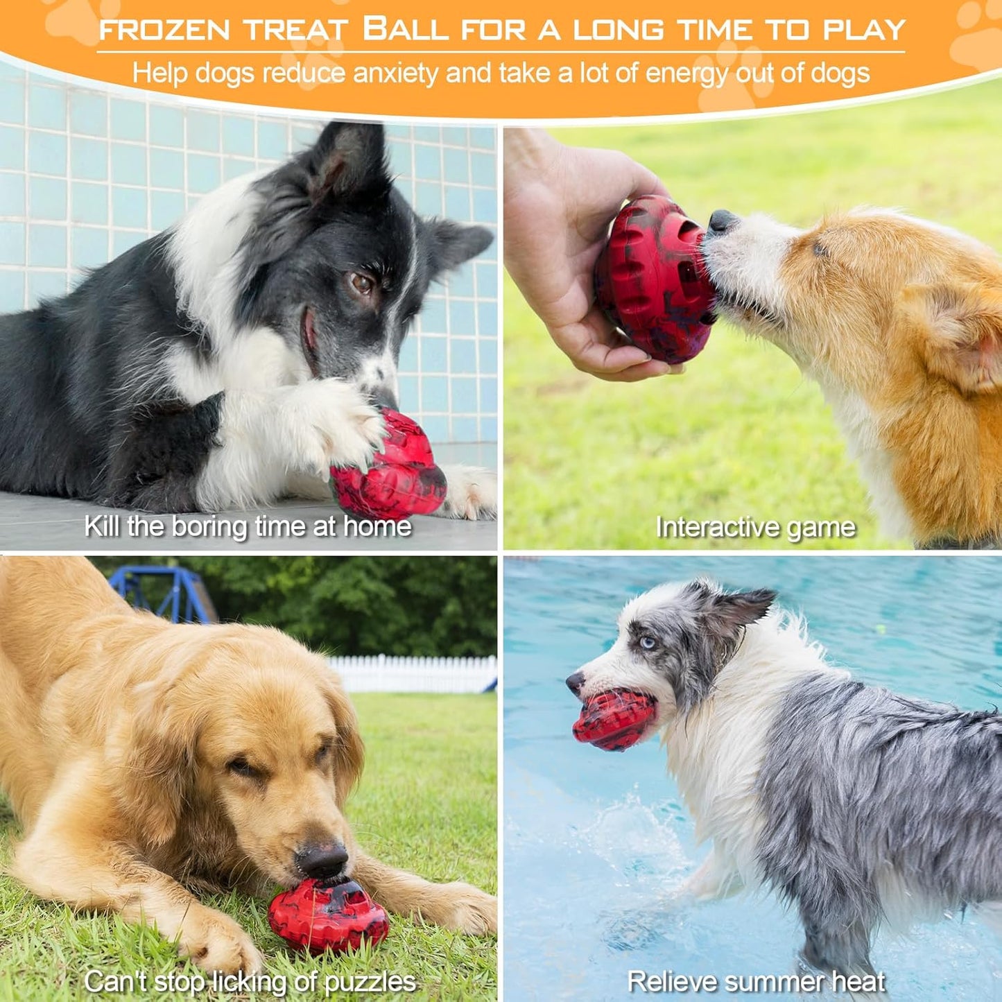 Dog Toys to Keep Them Busy,Frozen Treat Dog Enrichment Toys,Slow Food Training to Relieve Boredom and Stimulating,Dog Puzzle Treat Food Dispensing Ball Toy for Small Medium Large Dogs