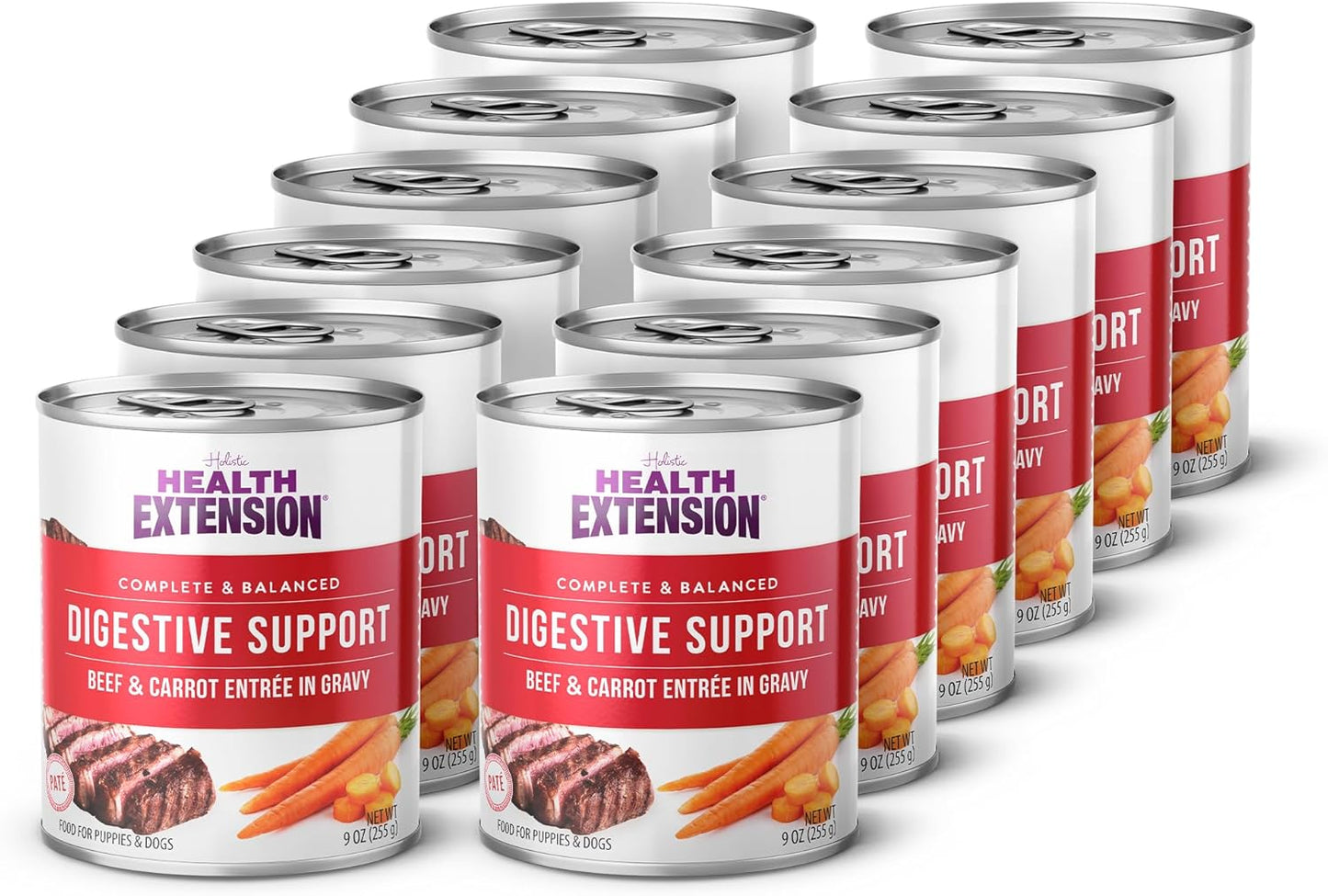 Health Extension Wet Dog Food Beef & Carrot Entrée in Gravy, 9 oz - Digestive Support with Superfoods & Antioxidants for Immune Support (Case of 12 Cans)