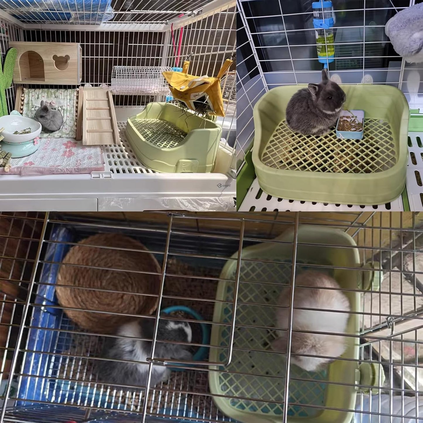 Tfwadmx Rabbit Litter Box Bunny Potty Training Litter Boxes Guinea Pig Corner Bedding Box Small Animal Toilet for Ferret,Chinchilla,Galesaur(Green)