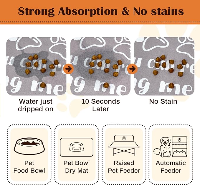 Pet Feeding Mat for Floors Waterproof Dog Mat for Food and Water Absorbent Quick Dry Non Slip mat for Cat Bowls