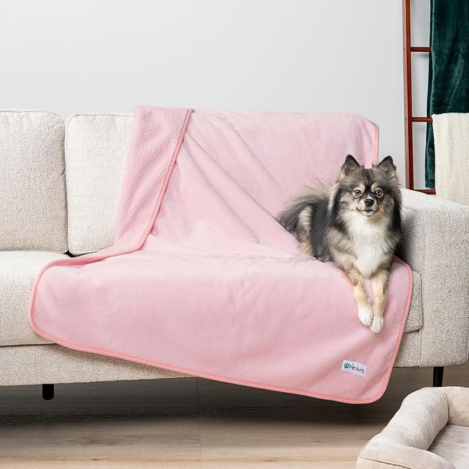PetAmi Waterproof & Pee Proof Dog & Cat Blanket - Reversible, Soft, Washable - Medium/Large Dogs & Puppies - 60x80 Pink