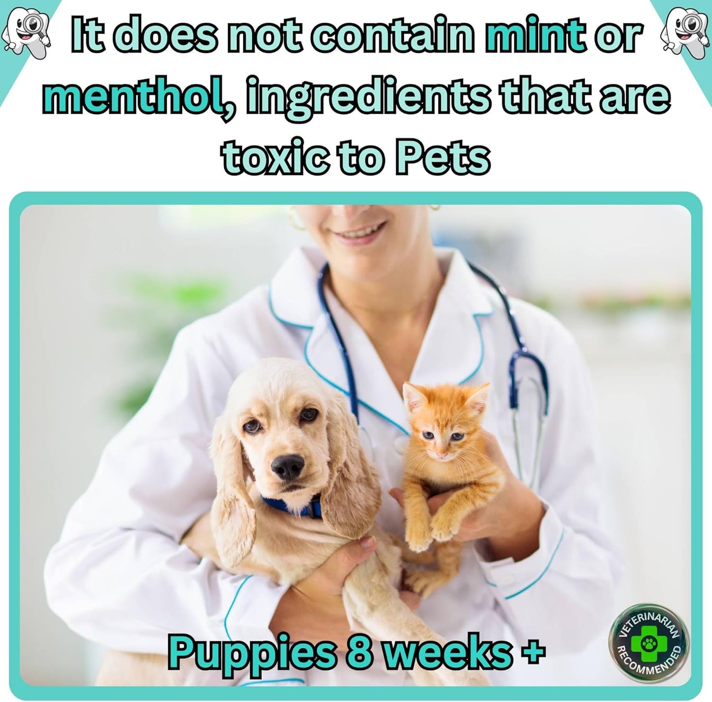 Pet Dental Finger Wipes for Dogs & Cats – Dog Tooth Wipes & Toothbrush Alternative – Easy Teeth Cleaning to Reduce Plaque, Tartar & Bad Breath – Vet-Approved Cat & Dog Oral Care (50 Count)