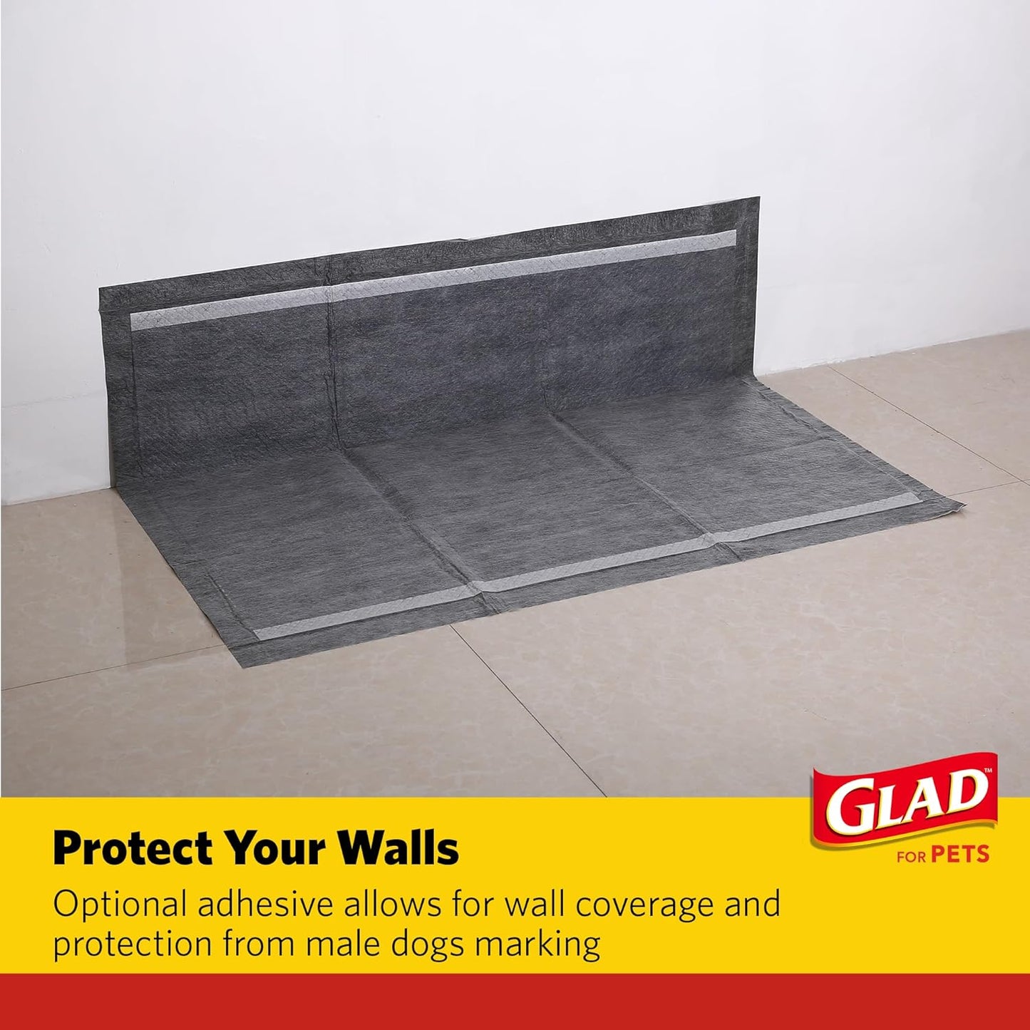 Glad for Pets Day to Night Activated Carbon Puppy Training Pads for Dogs with Wall Protection and Adhesive - Super Absorbent and Leak Proof Disposable Dog Training Pads, 30" x 36", 24 Count