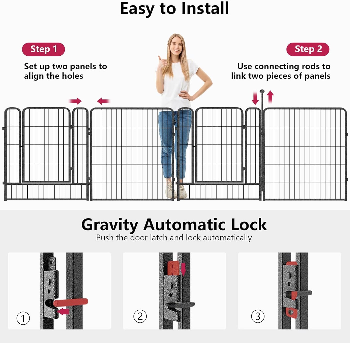 Dog Playpen 32" Height 32 Panels Portable Pet Fence Outdoor for Yard Indoor Dog Pen Outdoor for Medium/Small Animals, Large Pet Puppy Playpen Heavy Duty Pet Fence for RV Camping, Yard