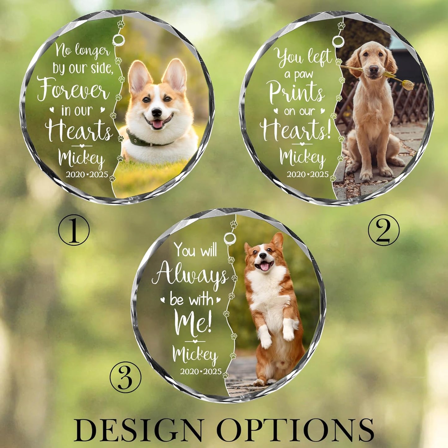 Personalized Memorial Pet Glass Car Ornament - Custom Photo, Name & Dates - Forever in Our Hearts Tribute Gift for Your Dogs- Gift for Dog Lovers (Memorial Pet Car Ornament)