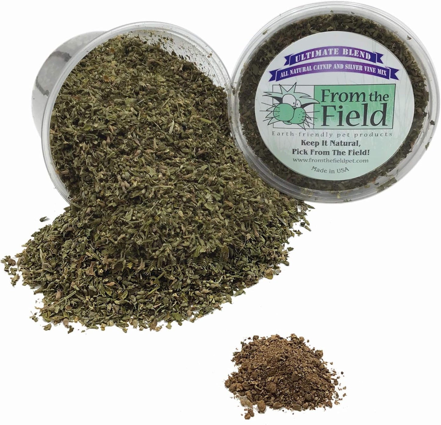 from The Field | Ultimate Blend Catnip & Silver Vine | Premium USA-Grown Catnip for Toys & Playtime | Fresh, Potent, Non-Toxic, Eco-Friendly | Safe for Kittens & Cats | Resealable 2 Oz Tub