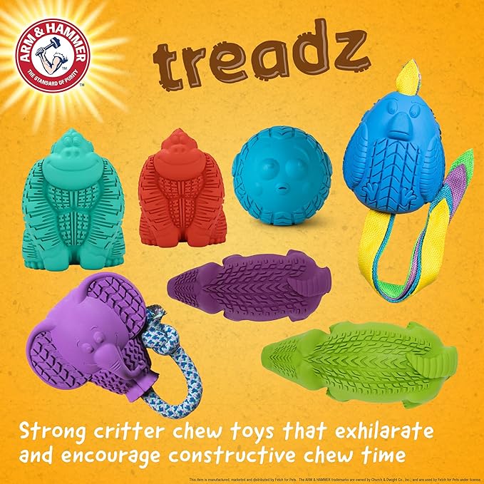 Arm & Hammer for Pets Super Treadz Large Elephant Dental Chew Toy for Dogs Dog Dental Toys for Aggressive Chewers Reduces Plaque & Tartar Without Brushing Safe for Dogs up to 35 Lbs