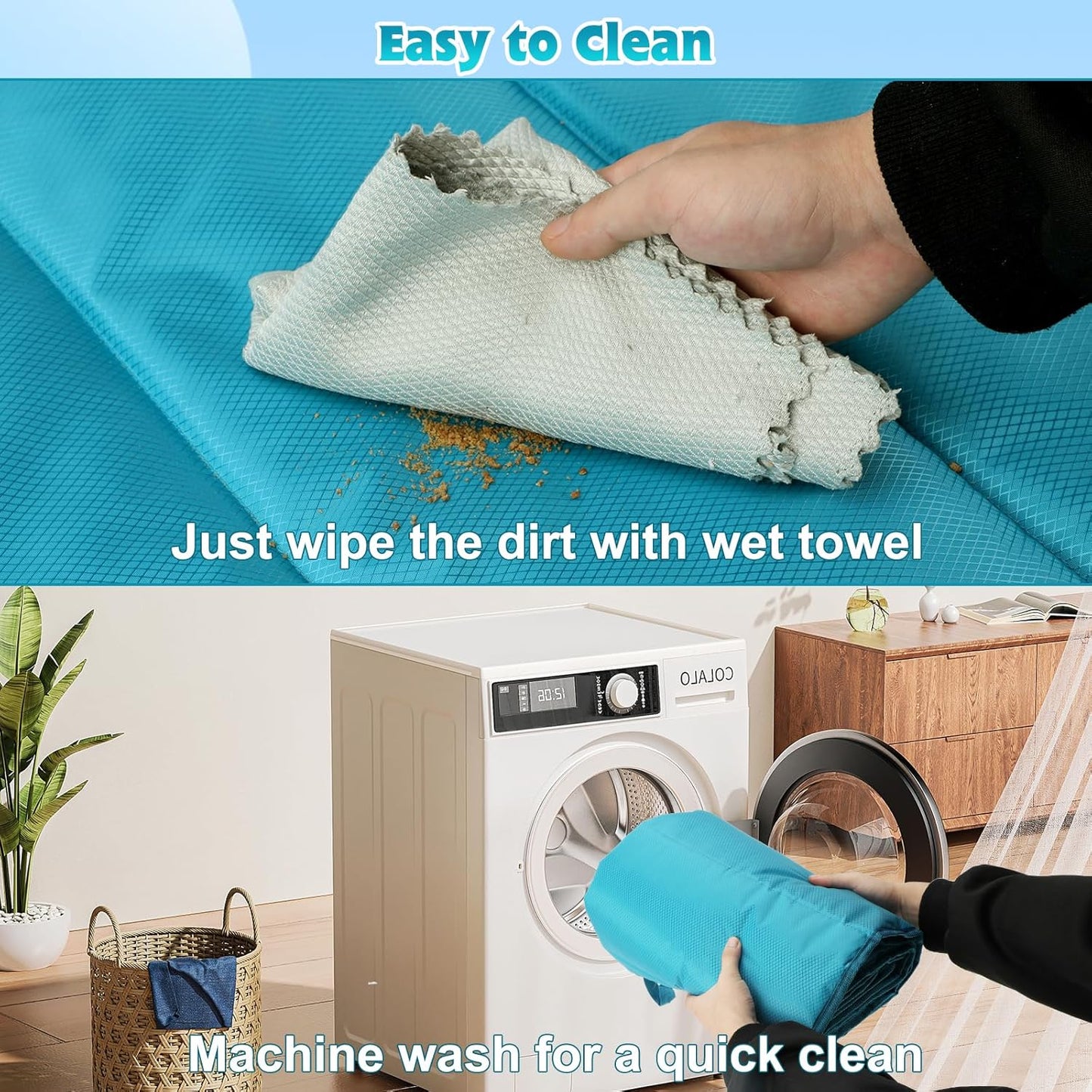 BWOGUE Large Outdoor Dog Bed Mat, Portable Waterproof Camping Dog Mat, Washable Dog Travel Mat with Carry Bag for Medium and Large Dogs Sleeping, 57"X39"（Blue）