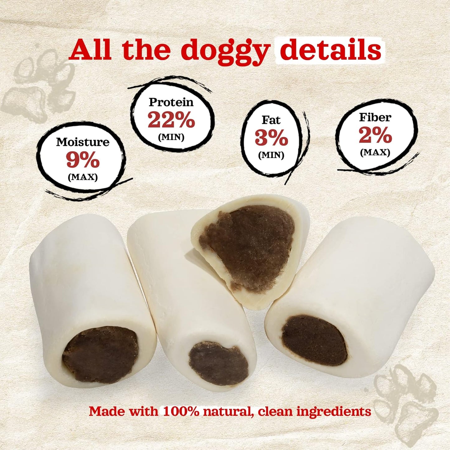 Natural Farm Bacon & Cheese Filled Bones (3-4 Inch, 6 Pack), Limited Ingredient, Natural Stuffed Dental Dog Bone Treats for Dogs, Made with Real Beef