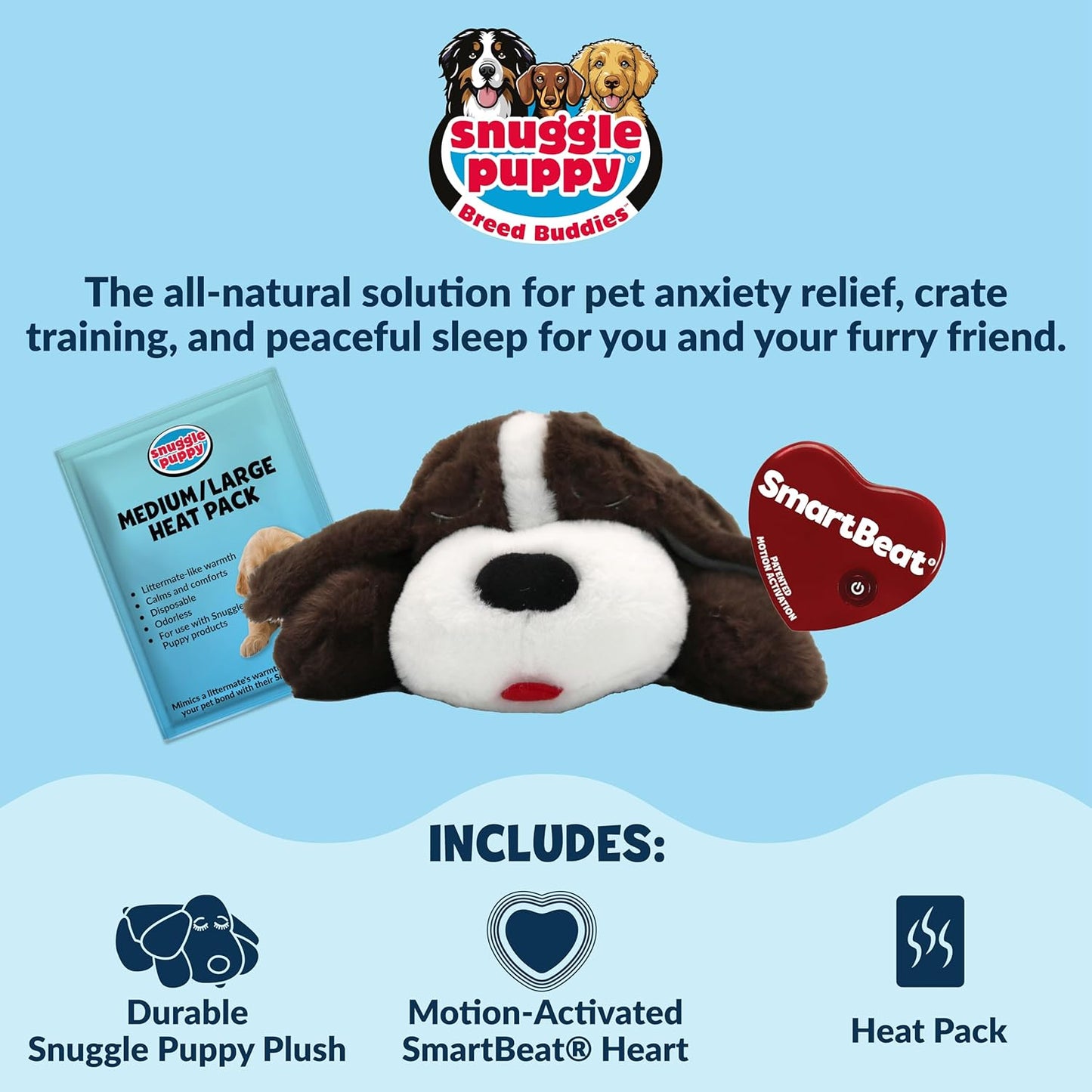 Original Snuggle Puppy Toys - Heartbeat Puppy for Dogs - Pet Anxiety Relief and Calming Aid - Comfort Dog Toys for Behavioral Training