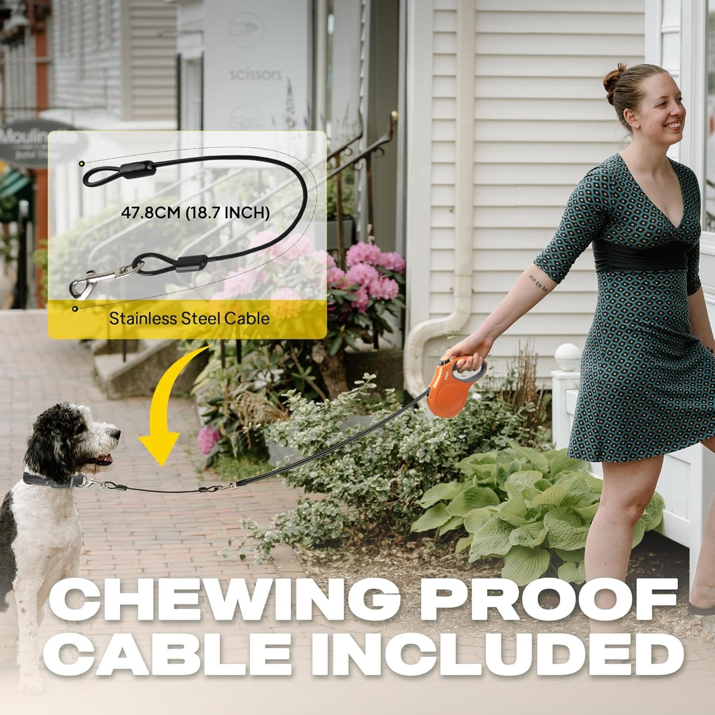 Fida Retractable Dog Leash, 16ft Heavy Duty Pet Walking Leash for Small Dog or Cat up to 26 lbs, Tangle Free. One-Hand Brake (Small,Orange)