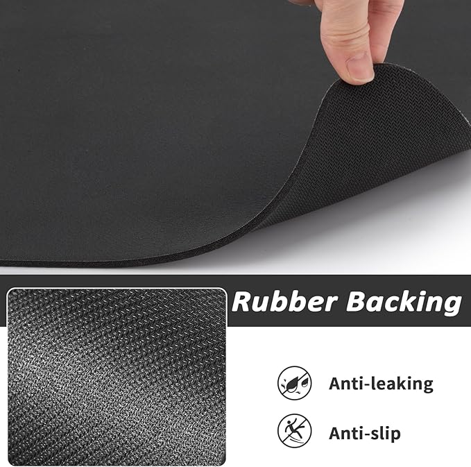 Pet Feeding Mat - Absorbent Dog Mat for Food and Water, No Stains Cat Bowl Mat, Easy to Clean Pet Placemats, Quick Dry Dog Water Dispenser Mat for Messy Drinkers | Black 18"x 28"