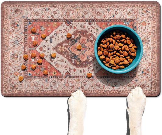 Absorbent Pet Dog Bowl Mat for Food and Water, Pet Cat Food Feeding Mat with Non Slip Rubber Backing, Dog Food Mats for Floors Waterproof, 12"x20"