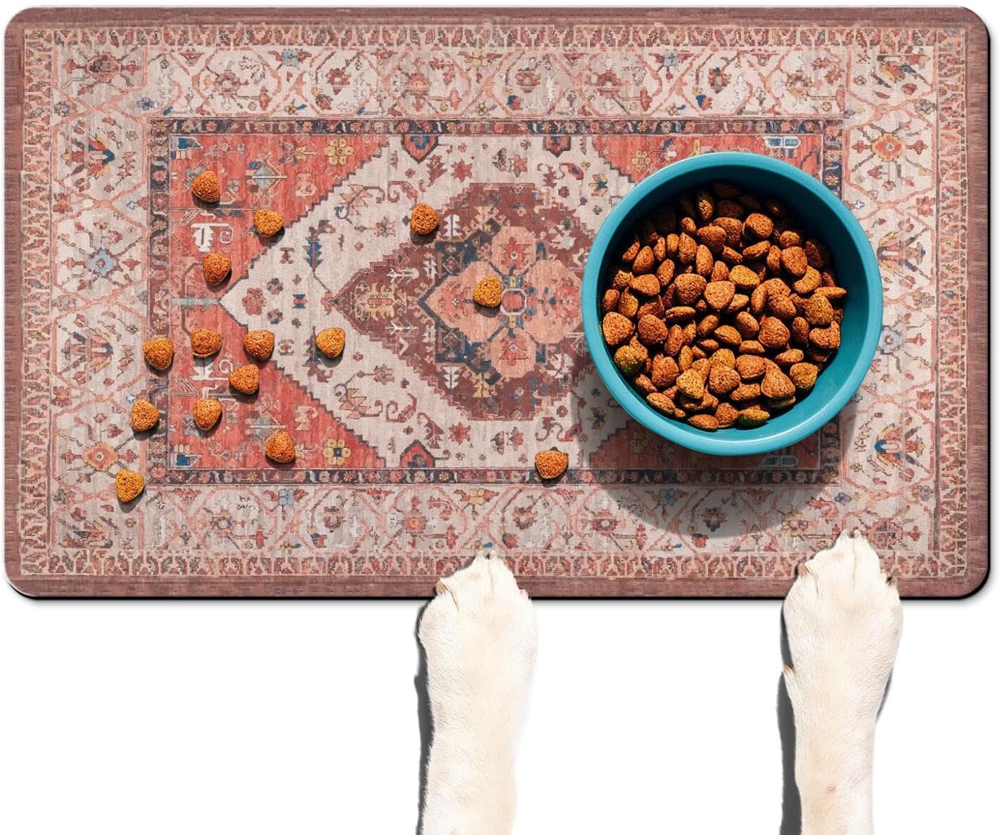 Absorbent Pet Dog Bowl Mat for Food and Water, Pet Cat Food Feeding Mat with Non Slip Rubber Backing, Dog Food Mats for Floors Waterproof, 17"x30"