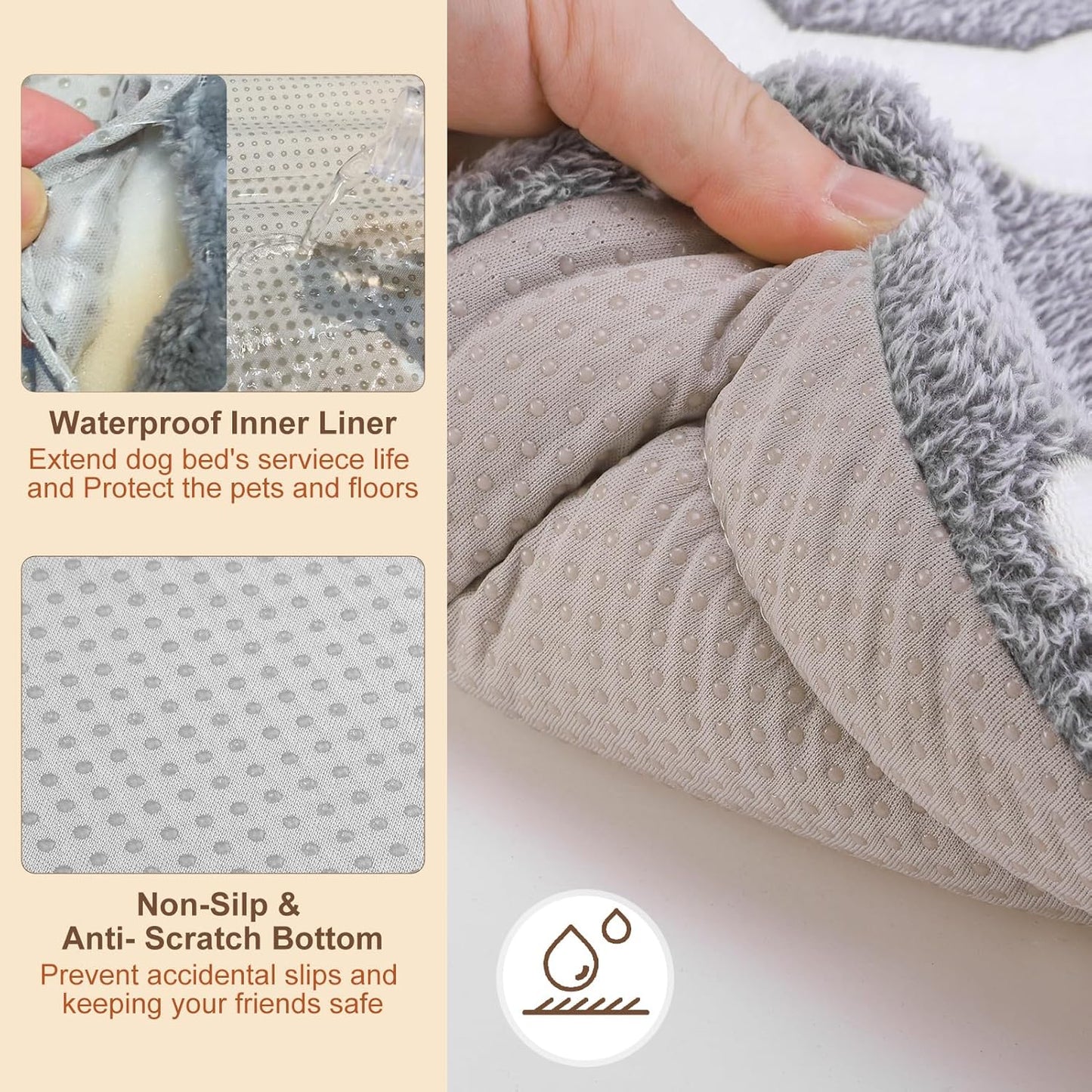 BEAUTYZOO Dog Bed Crate Pad 42 x 28 inch, Washable Dog Crate Mat for X-Large Sized Dogs, Anti-Slip Pet Crate Bed Kennel Pad, Durable Cozy Puppy Sleeping Mat Rectangle Mattress, Bone