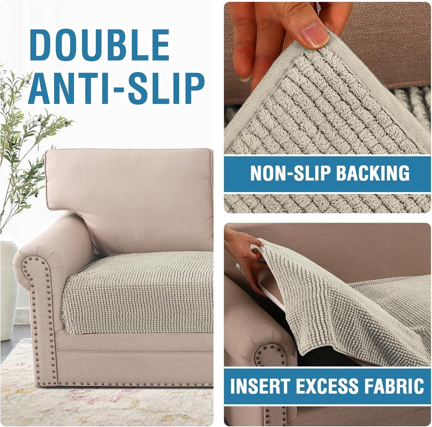 H.VERSAILTEX Plush Chenille Dog Bed Cover Thick Soft Sofa Cover for 3 Cushion Couch Anti Slip Couch Cover Furniture Protector for Dog, Pet, Cat (35" x 74", Island Fossi)