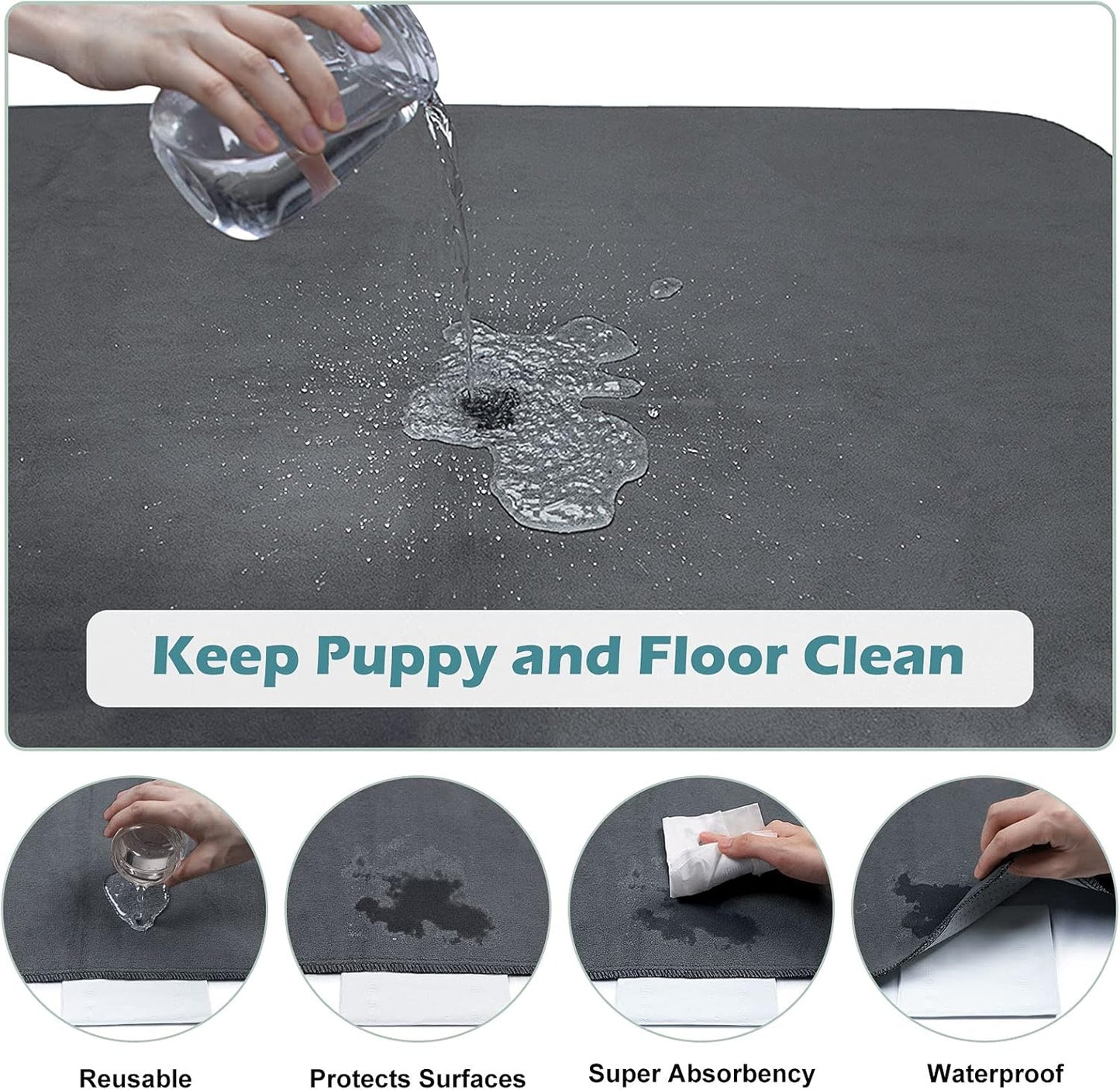 INVENHO Washable Pee Pads for Dogs 72"x72" Reusable Dog Pads Extra Large Upgrade Non-Slip Dog Pee Pads Heavy Absorbency Puppy Pee Pads Quick Dry Whelping Pads/Waterproof Puppy Training Pad