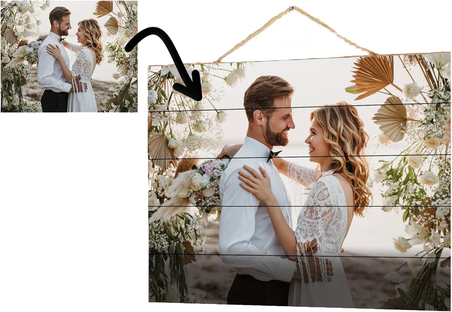 Personalized Wooden Photo Print from Your Picture, Custom Wood Wall Art for Home Decor, Wedding, or Christmas Gift for Couples, Handmade Custom Photo on Wood