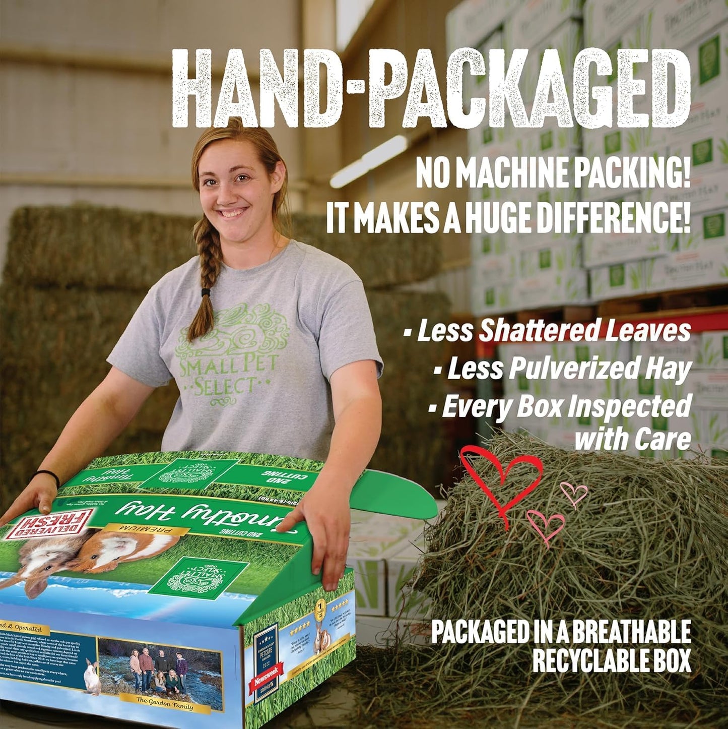 Small Pet Select 2nd Cutting Perfect Blend Timothy Hay Pet Food for Rabbits, Guinea Pigs, Chinchillas and Other Small Animals, Premium Natural Hay Grown in The US, 10 LB