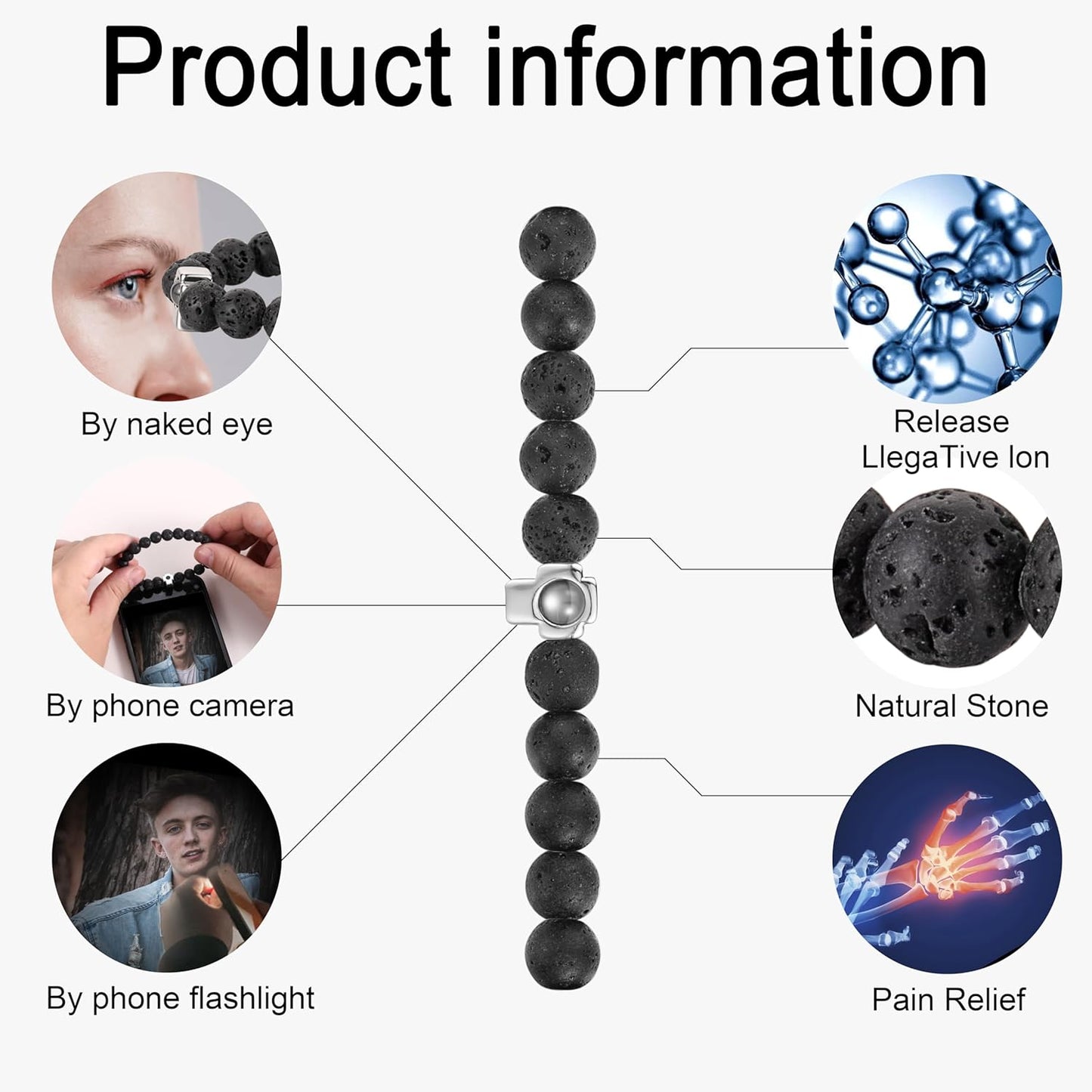 EMIRISTIC Custom Photo Bracelet - Personalized Picture Natural Stone Cuban Chain Bracelet - Any Special Day Gifts