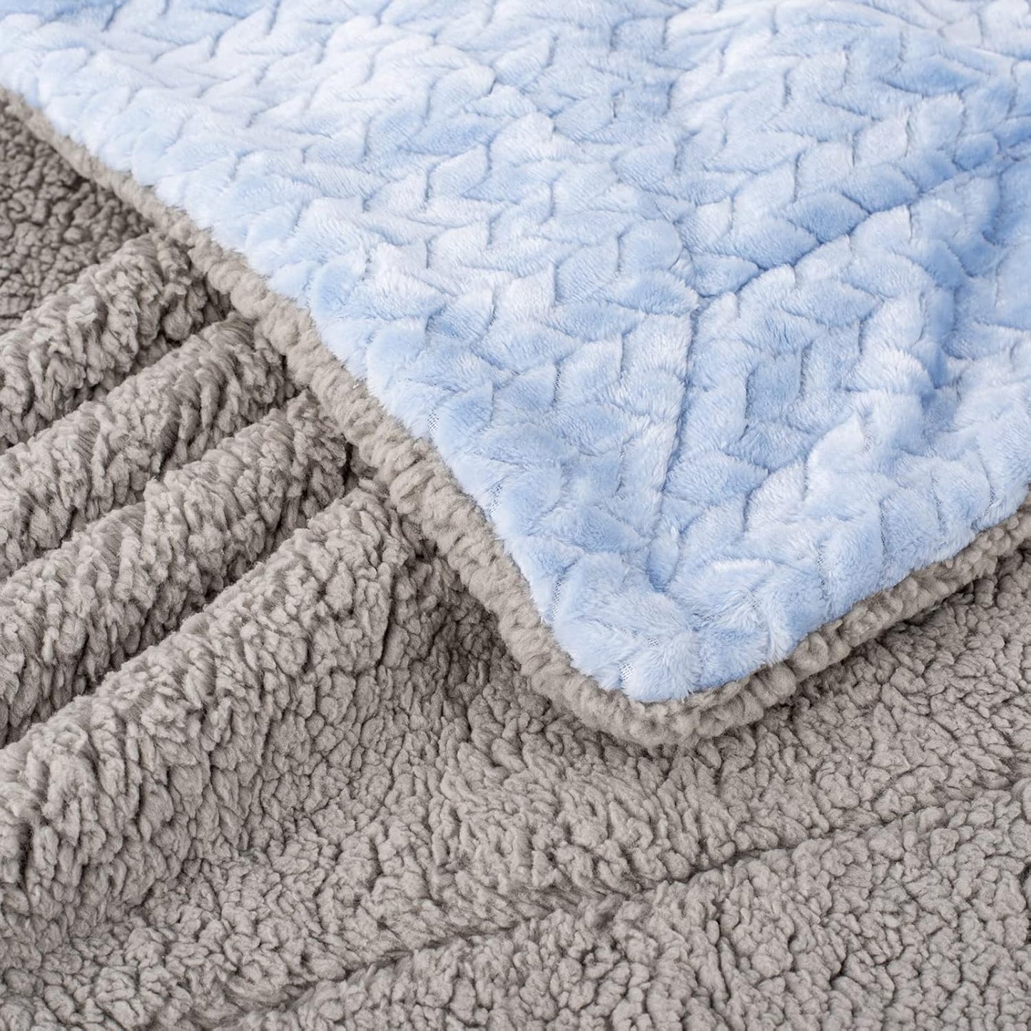 Fuzzy Blanket or Fluffy Blanket for Baby Girl or boy, Soft Warm Cozy Coral Fleece Toddler, Infant or Newborn Receiving Blanket for Crib, Stroller, Travel, Outdoor, Decorative (40" x 48", MD-Sky Blue)