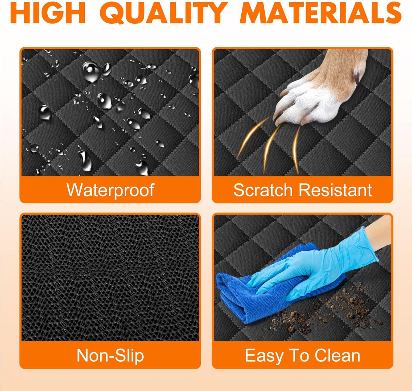 Backseat Cover for Dogs, Waterproof and Non-Slip Pet Bench Seat Covers, Car Seat Protector for Back Seat, Universal Size Rear Car Seat Cover Fits Cars, Trucks and SUVs, L-Black