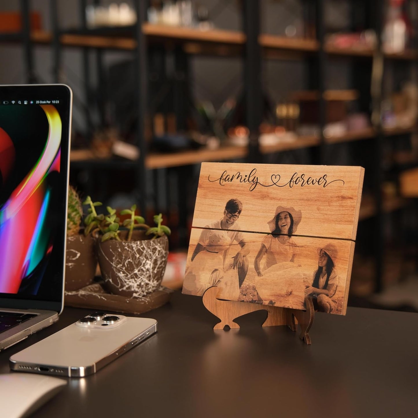 Personalized Wooden Photo Print from Your Picture, Custom Rustic Wall Art for Couples, Engraved Wood Picture Print, Wedding or Engagement Gift, Custom Photo on Wood