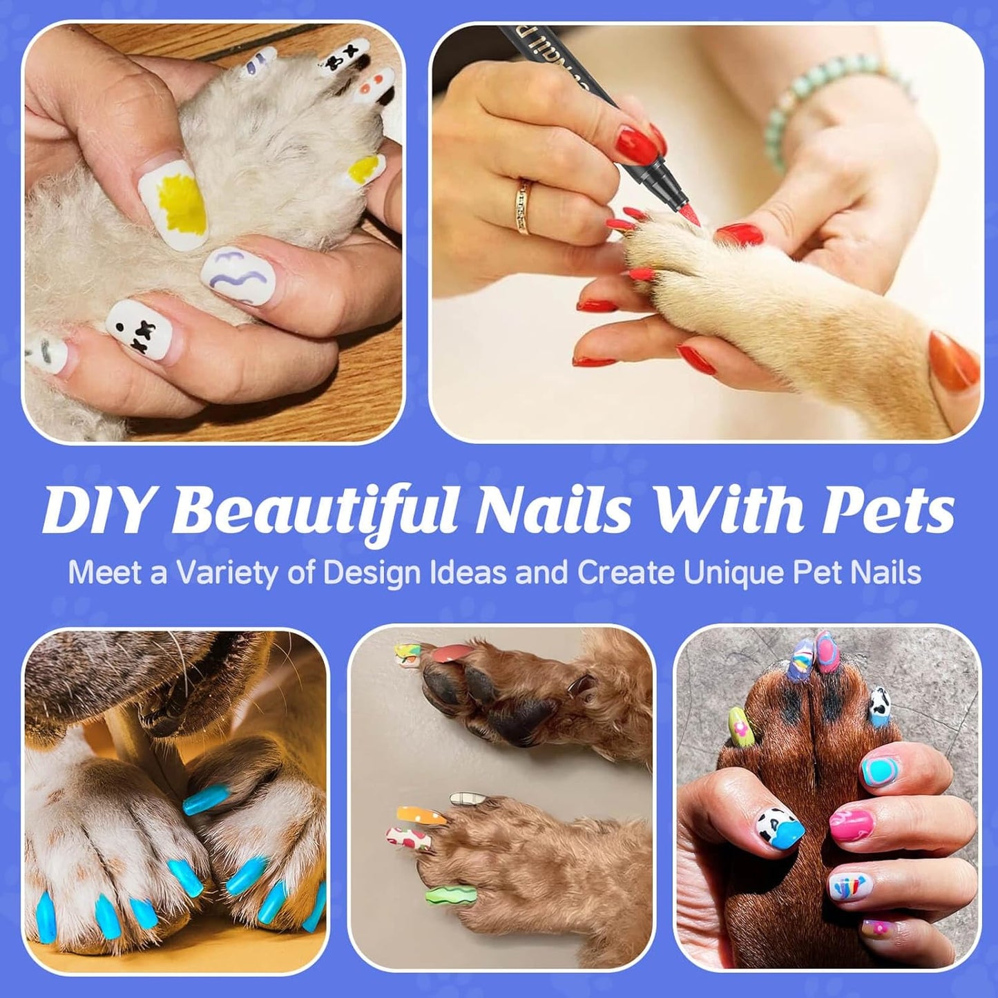 Dog Nail Polish Pens Quick Dry, 15 Colors Safe Set for DIY Pretty Nails, Ideal Gifts for Dogs Cats Light Dark Nails, Odorless, Non-Toxic, Water-Based Pet Accessories