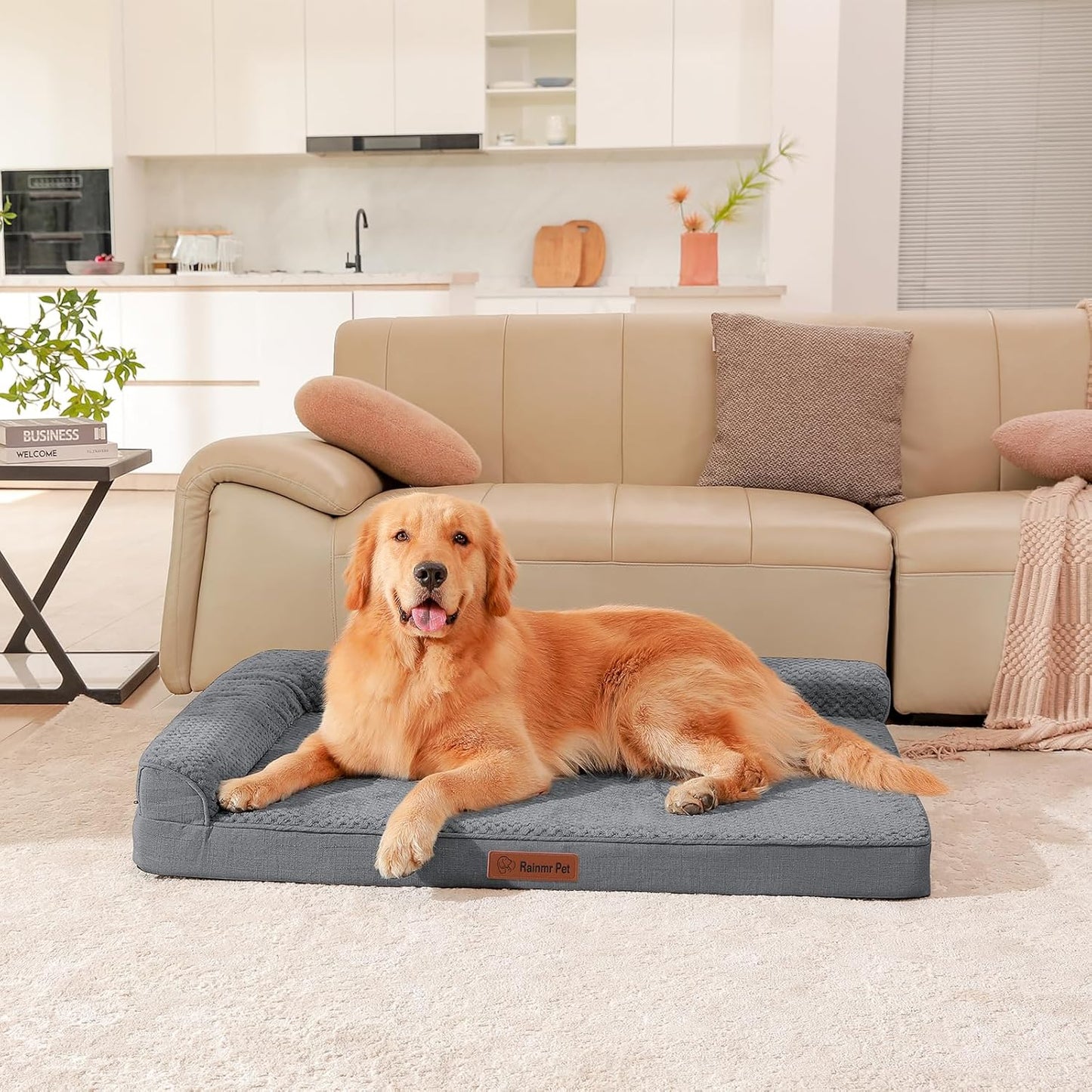 Orthopedic Dog Beds Large Sized Dog, Memory Foam Pet Bed for Medium and Large Dogs, Washable Removable Cover, Nonskid Bottom, Waterproof, 44x32x6 Inches, Dark Grey