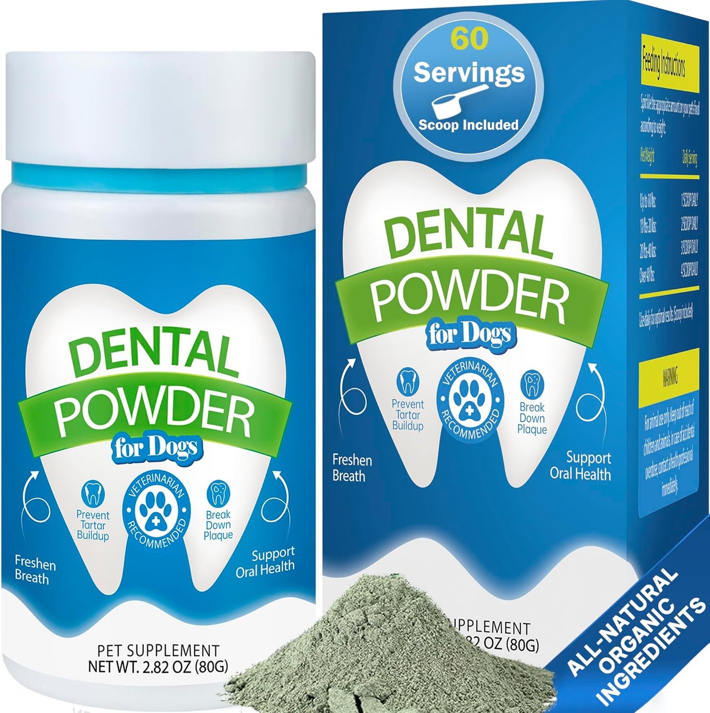 Dental Powder for Dogs - Plaque Control & Tartar Remover, Breath Freshener with Probiotics, Vitamins & Natural Extracts - Perio Support Powder for Dogs, 2.82 oz (80g)