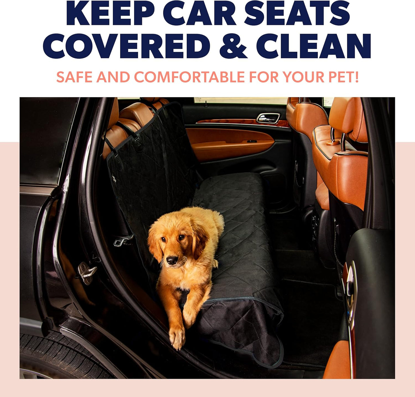 Active Pets Black Car Rear Seat Cover for Dogs, Durable Waterproof & Scratch Resistant Vehicle Backseat Protector, Nonslip Dog Accessory & Pet Protection for Back Seats, Machine Washable