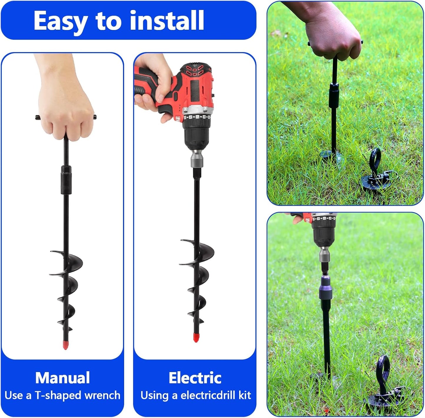 Heavy Duty Dog Tie Out Cable and Stake,30FT Rust Proof Dog Leads Cable for Yard with Swivel Hook,360°Swivel Spiral Dog Stake&Chain Up to 200 lbs,Removable Ground Anchor for Outdoor Beach Camping