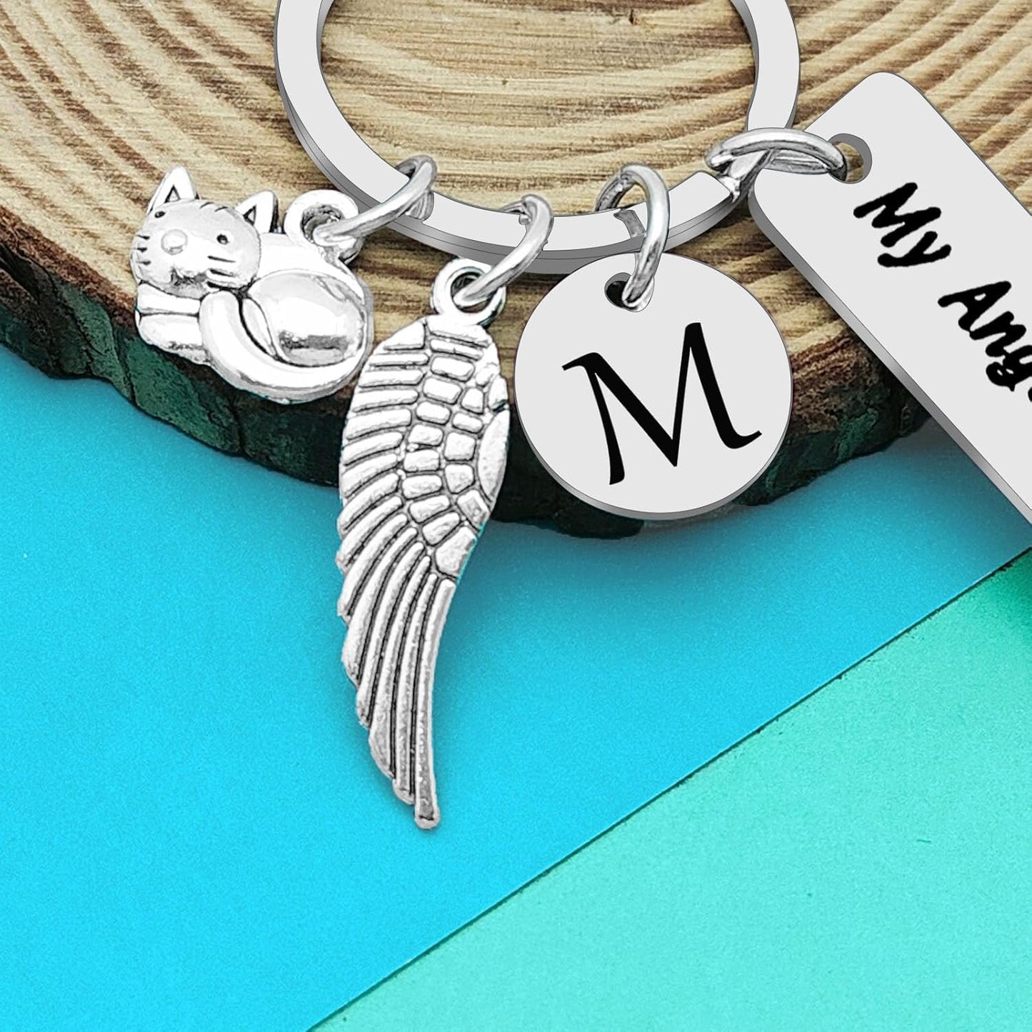 Dabihu Loss of Cat Memorial Keychain Initial Charm Jewelry Sympathy Gifts for Pet Loss in Memory of Cat Gifts for Cat Lovers