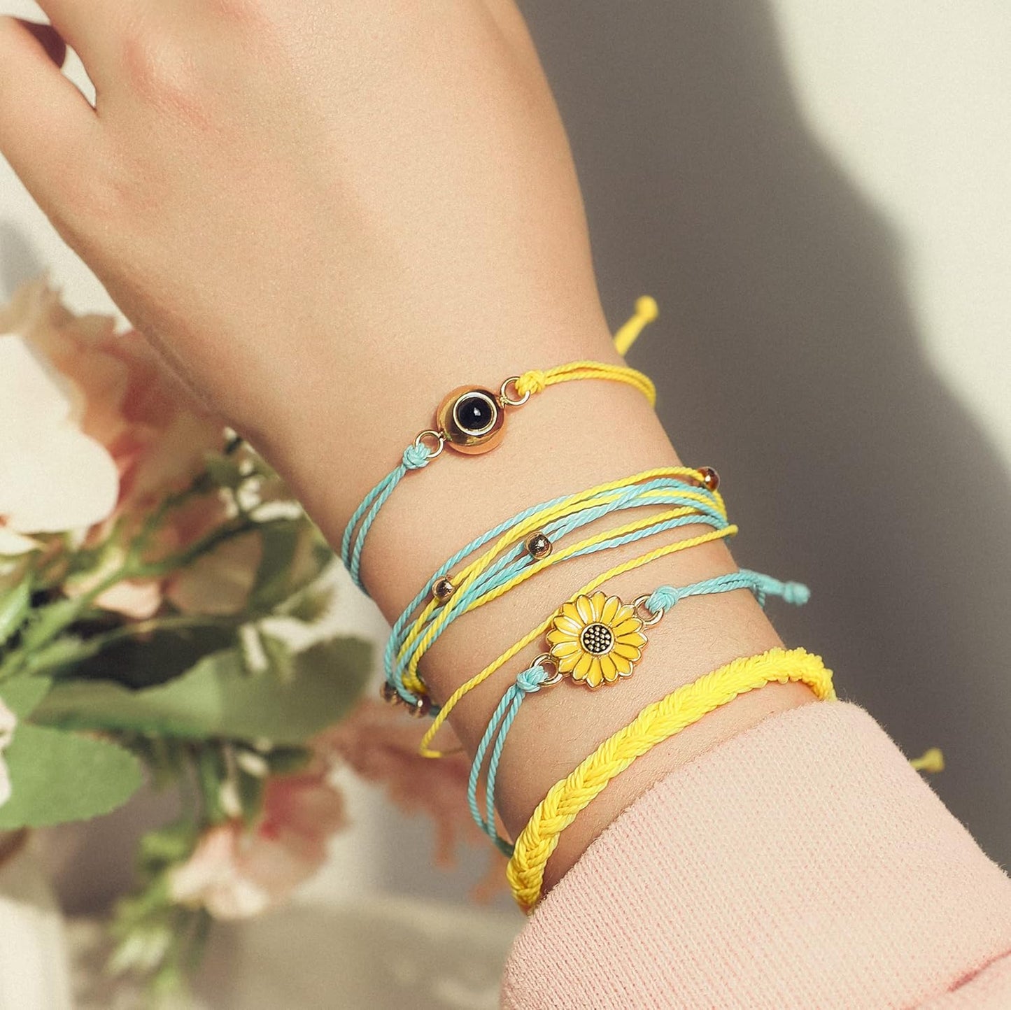 EMIRISTIC Custom Photo Bracelet - Personalized Picture Natural Stone Cuban Chain Bracelet - Any Special Day Gifts