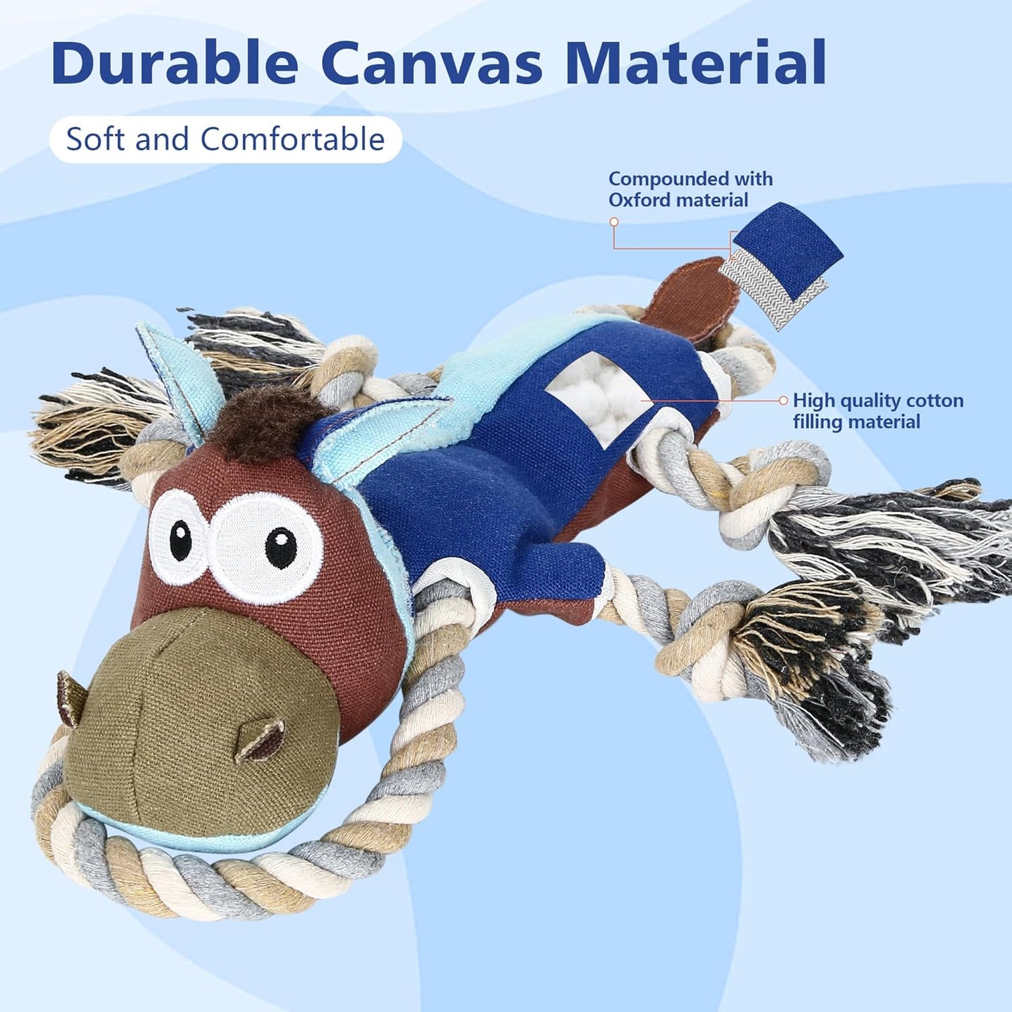 IOKHEIRA Dog Toys for Aggressive Chewers,Tough Indestructible Dog Toys,Squeaky Toys for Large Dogs,Durable Dog Chew Toys (Navy Blue)