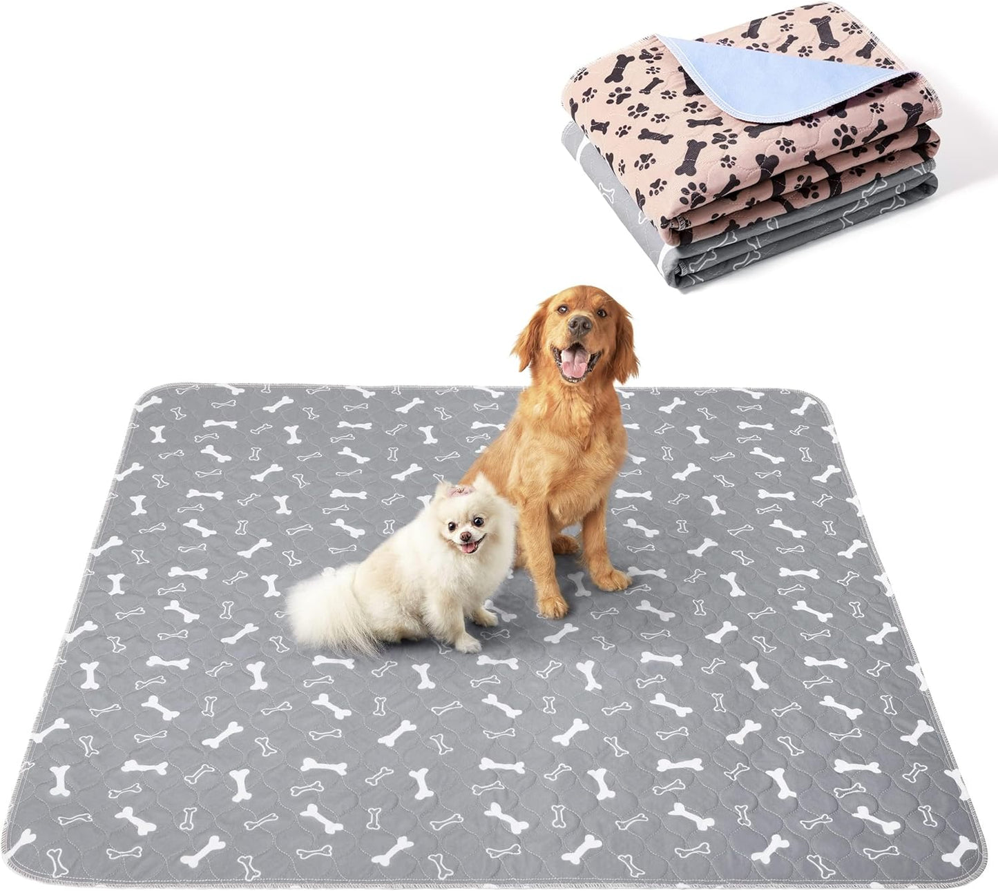 Eterish Reusable Washable Pee Pads for Dogs Extra Large 54'' x 54'' 2 Pack, Absorbent Pet Puppy Dog Training Pads Non-Slip, Waterproof Whelping Potty Pads for Dogs Leak-Proof