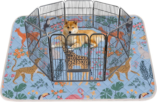 IEUUMLER Washable Pee Pads for Dogs, 1 Pack Forest Pattern Reusable Waterproof Puppy Pads, Non-Slip Super Absorbent Dog Training Pad for Playpen Crate Bed EU013 Blue Jungle, 48x48