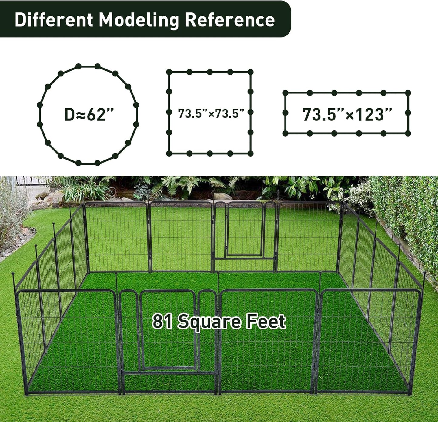 mestyl Dog Playpen, 40" Height 16 Panels Outdoor Pet Play Pen, Big Dog Exercise Play Pen for Large/Medium/Small Dogs, Foldable Puppy Pen for Indoor, Camping, RV, Anti-Rust Paint Finish, Quick Install