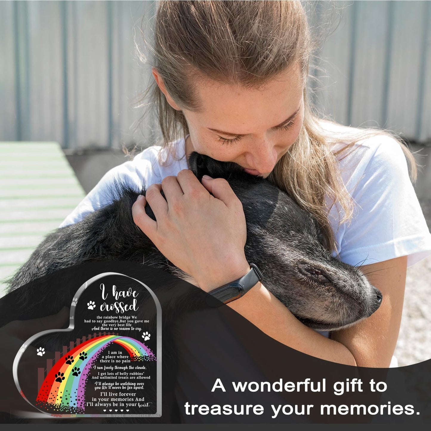 Xendelow Pet Memorial Gifts, Sympathy Gifts for Loss of Dog Cat, Pet Sympathy Present, Pet Memorial Acrylic Rainbow Bridge Decorations, Condolences Gift for Remembrance, Bereavement Gift for Loss Pet