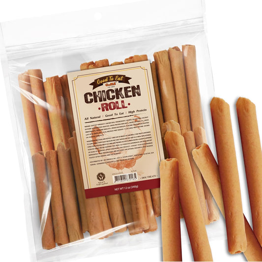 Gootoe Chicken Dog Treats – Chicken Roll 12oz – All Natural, Grain-Free, Low Fat, Premium Training Chews, Healthy & Easily Digestible