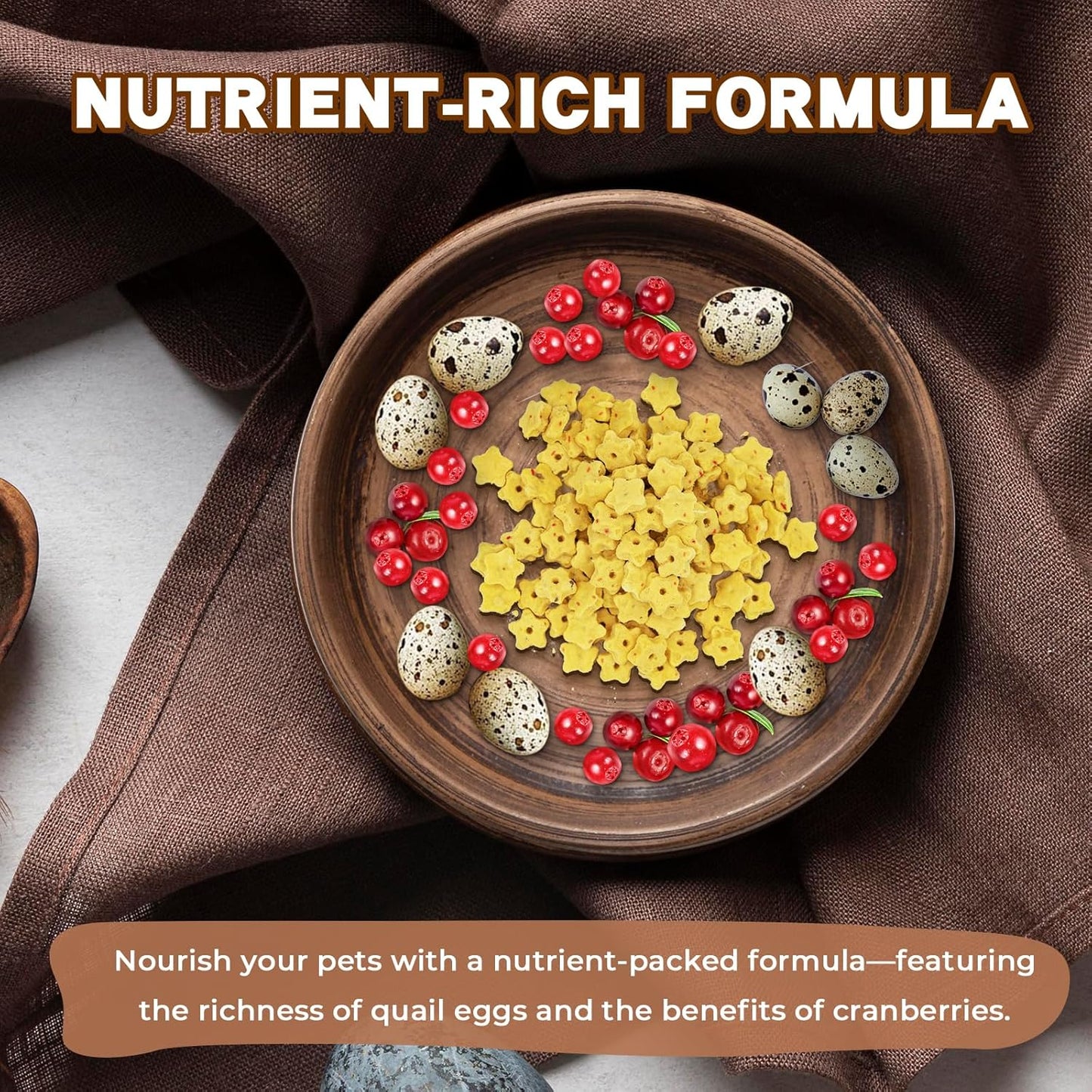 Freeze Dried Quail Egg Yolk & Cranberry Cube Cat & Dog Treats Biscuits, Dehydrated Healthy Tasty Snack for Training 2.5 Ounce