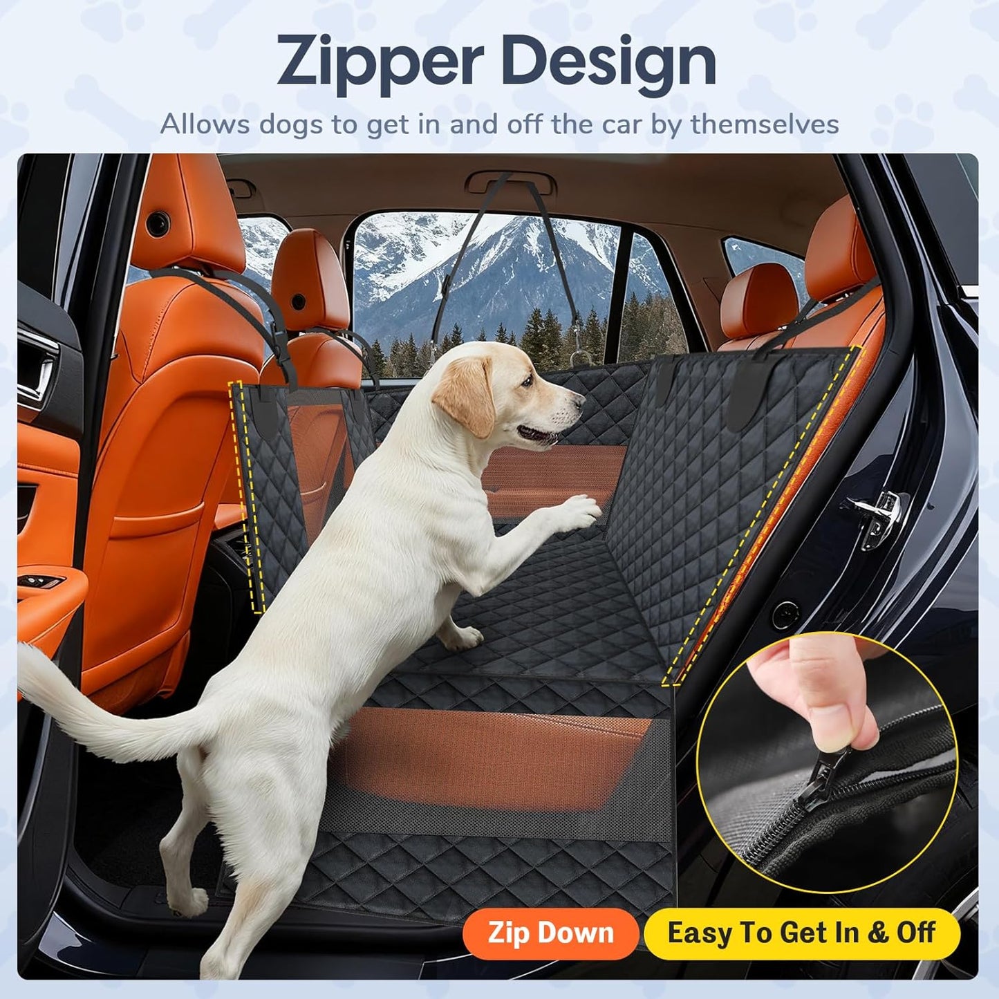Dog Car Seat for Large Dogs - Hard Bottom Back Seat Extender for Dogs - Waterproof Non-Slip Pet Carseat for Medium Sized - Dog Hammock for Car SUV Truck
