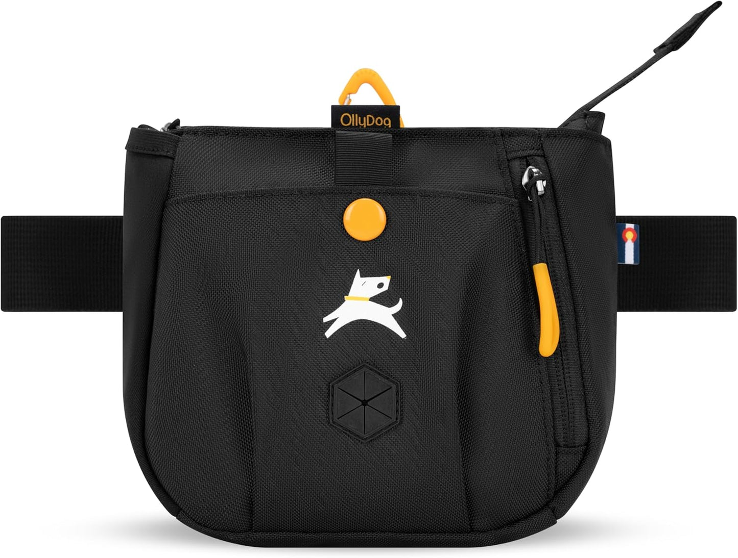 OllyDog Backcountry Day Bag | Hands-Free Dog Training Treat Pouch | Fanny/Hip Pack with Zipper Closure & Built-in Poop Bag Dispenser | Removable Waist Clip (Raven S'25)