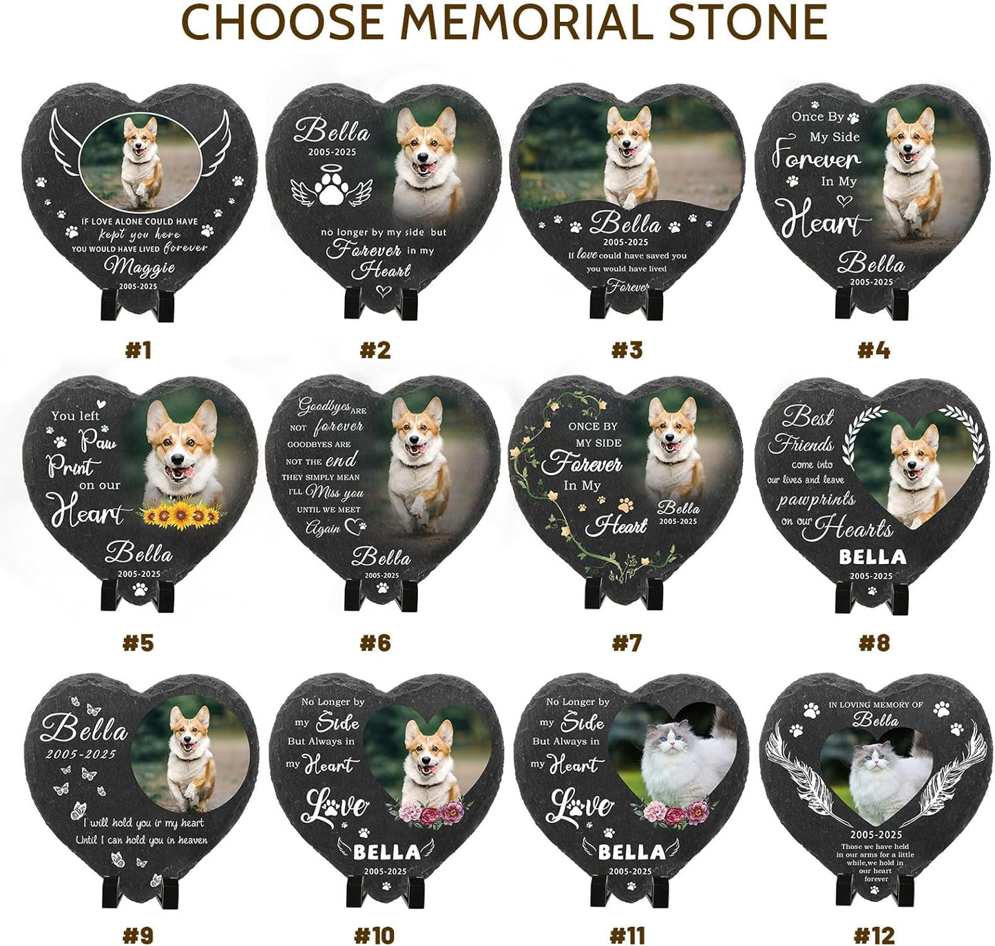 Dog Memorial Gifts for Loss of Dog Cat,Personalized Pet Memorial Stone with Photo Name,Custom Pet Remembrance Gifts,Cat Memorial Sympathy Gift,Dog Passing Away Gifts,Memorial Plaques for Dogs