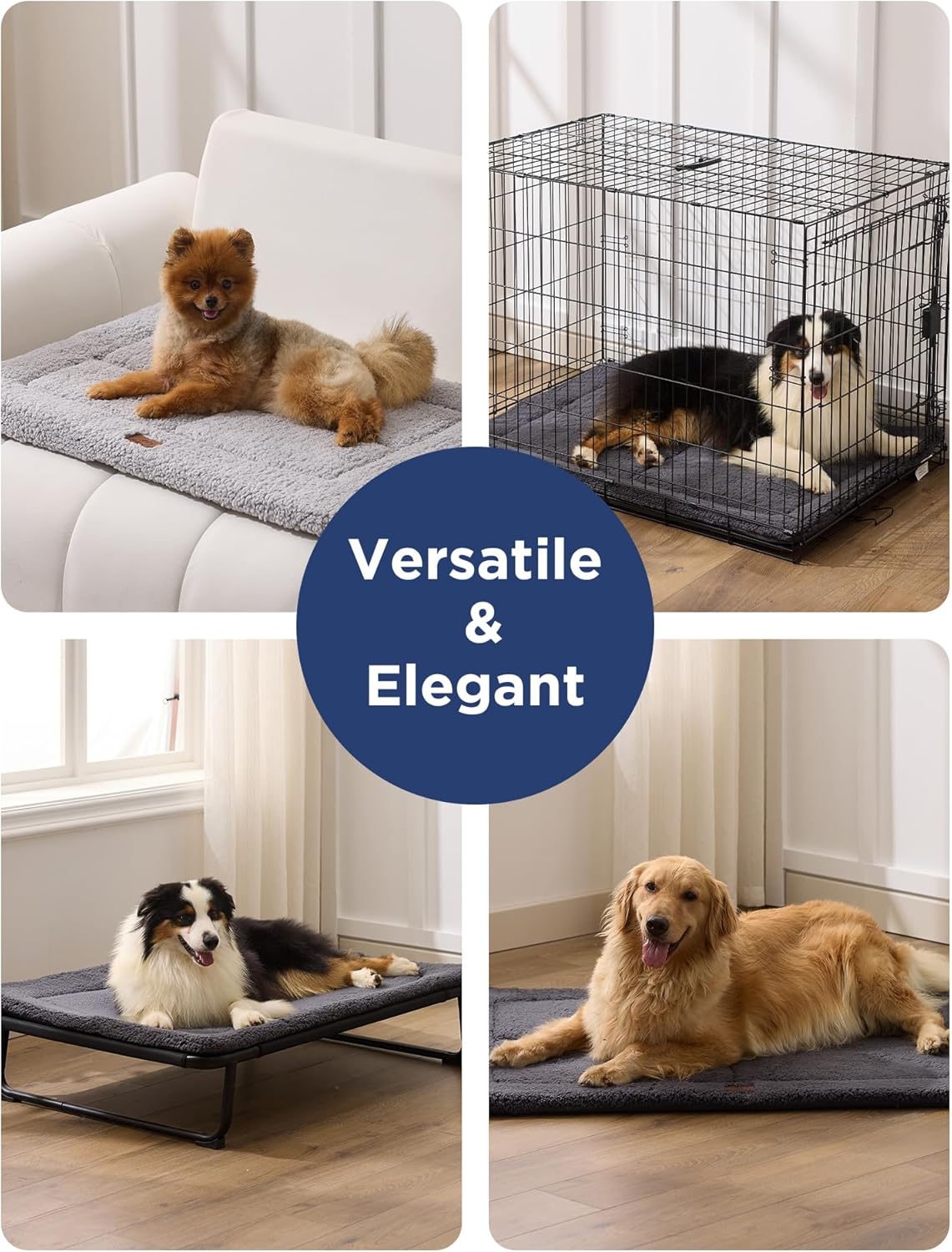 Joydeco Low Profile Dog Crate Mat Reversible Bed Pad, Washable Dog Pad Mat with Ultra Soft Fleece, Compact Design Kennel Beds Mats for Extra-Large Medium Small Pets, 41" x 28" Dark Gray