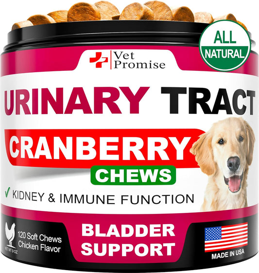 Dog UTI Treatment - Cranberry Supplement for Dogs UTI - Bladder Control - Urinary Tract Infection Treatment Medicine - Cranberry Supplement Vitamins Multivitamin Chews - Made in USA