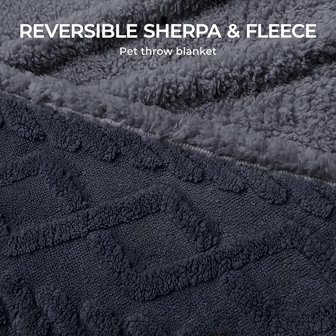 Waterproof Pet Blanket, Liquid Pee Proof Dog Blankets for Sofa Bed Couch, Reversible Sherpa Fleece Furniture Protector Cover for Small Medium Large Dogs Cats,Dark Grey Medium（57" x 40"）
