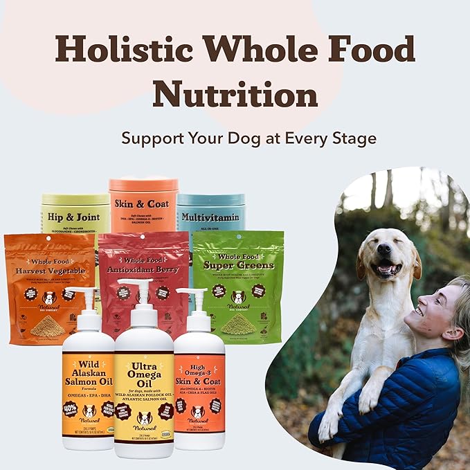 Natural Dog Company Ultra Omega Oil for Dogs a 2000 MG Omega 3, 6, 9 with Salmon, Pollock & Flaxseed Oil, EPA & DHA, Dog Supplement for Skin, Coat, Joints, Allergy & Itch Relief, Dog Fish Oil 16oz