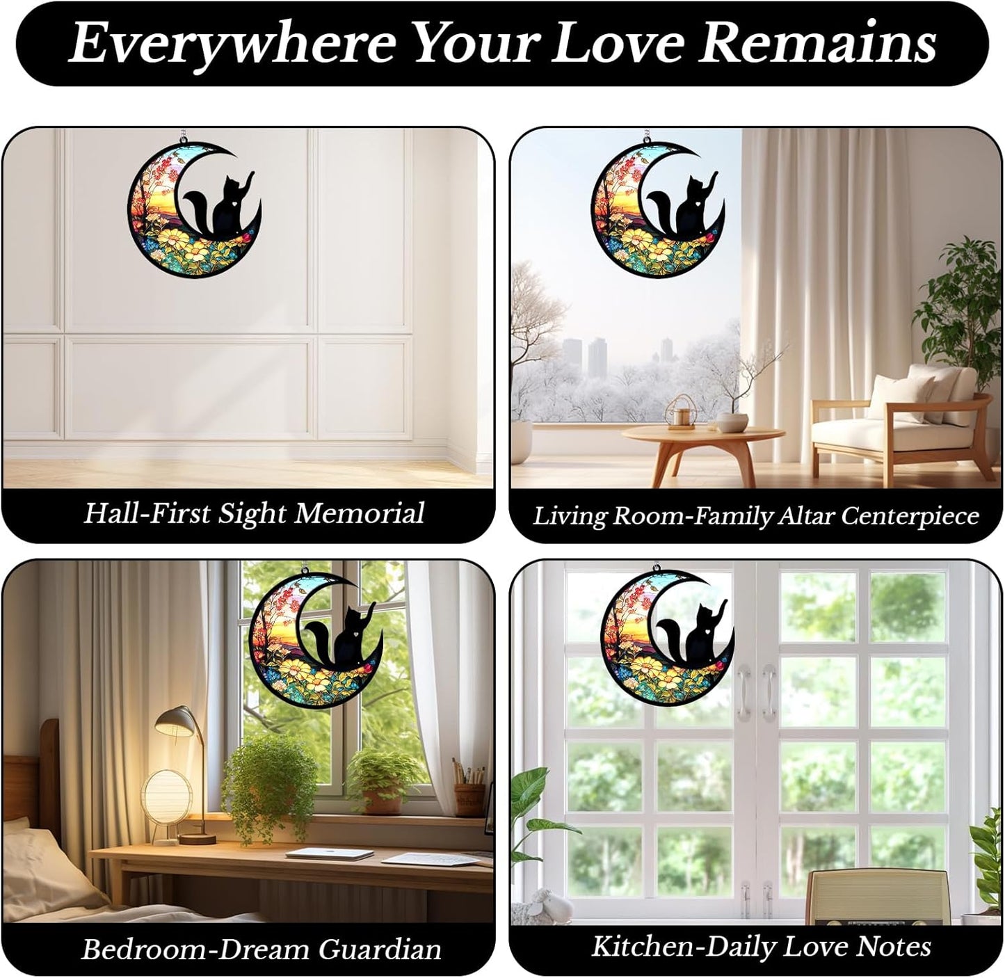 Pet Memorial Suncatcher, Loss of Cat & Dog Sympathy Gifts, Hanging Stained Acrylic Light Catcher, Cat & Dog Memorial Ornament for Pet Lovers, Sunset Pattern